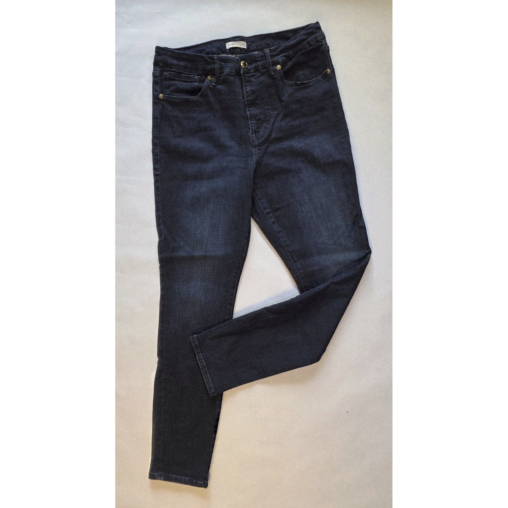 Good American Style# G1873T Jeans High Rise Dark Wash Stretch Size 14/32 (29x26)
